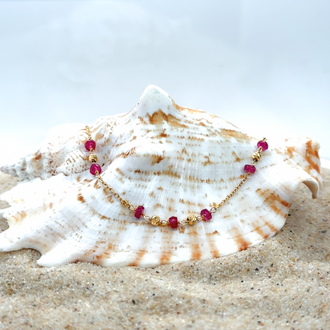 Ruby on trace bracelet - 18cm