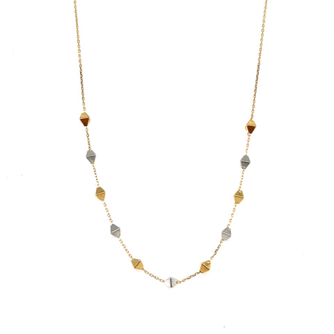 18kt Trace Diamond Block Necklace 45cm