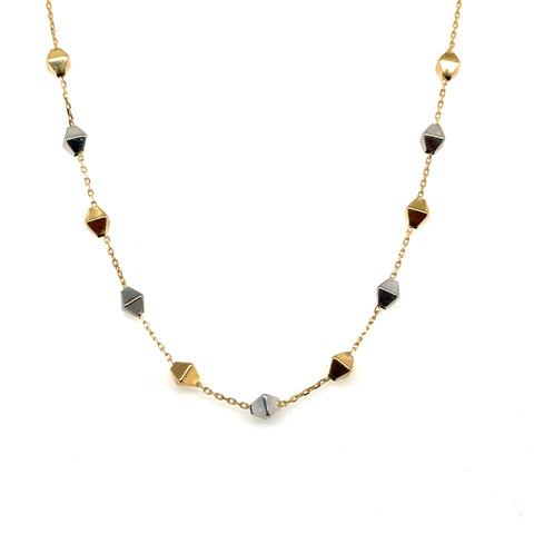 18kt Trace Diamond Block Necklace 45cm