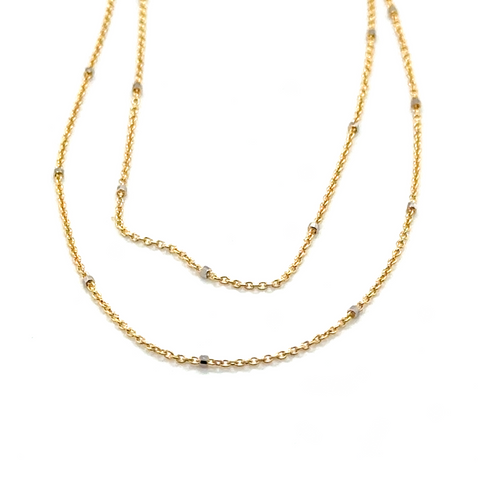 18kt Trace Tiny Ball Necklace 45cm