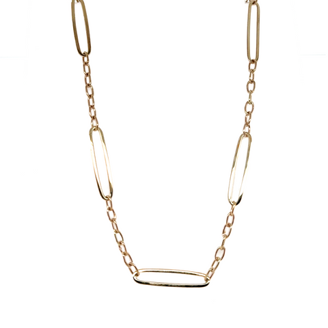 9kt Oblong Trace Necklace 45cm