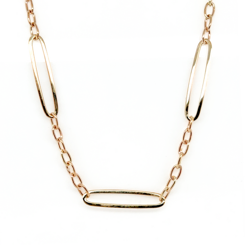 9kt Oblong Trace Necklace 45cm