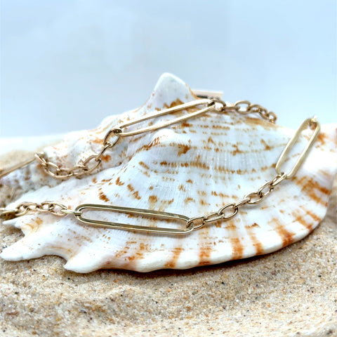 9kt Oblong Trace Necklace 45cm