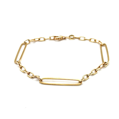 9kt Oblong Trace Bracelet 18cm