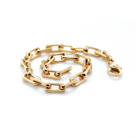 9kt Square Link Trace Bracelet 18cm