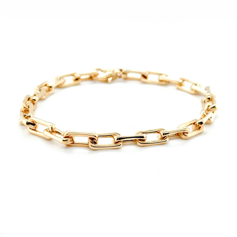9kt Square Link Trace Bracelet 18cm