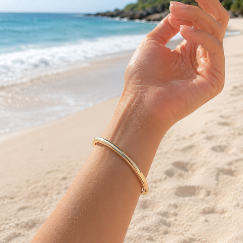 Cameron Half-Round Bangle in 9K Yellow Gold
