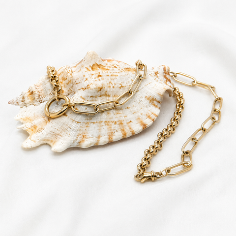Duo Convertible Gold Necklace & Bracelet in 9K Yellow Gold