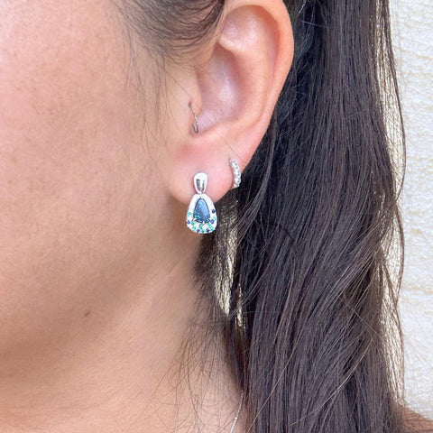 Eleanor – Custom Black Opal Drop Earrings -  Paddington Jeweller - Ojco