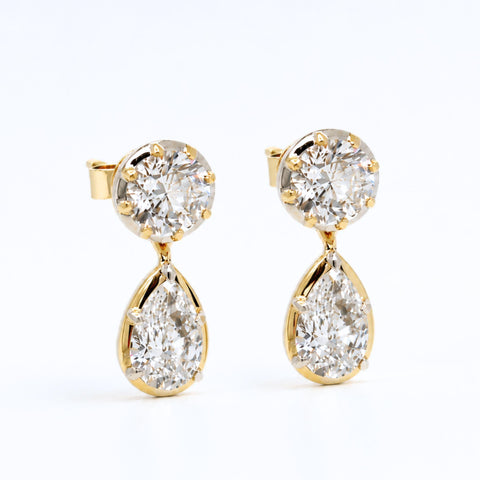 Norse Iðunn - Pear Cut Diamond Earrings
