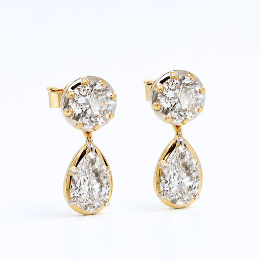 Norse Iðunn - Pear Cut Diamond Earrings