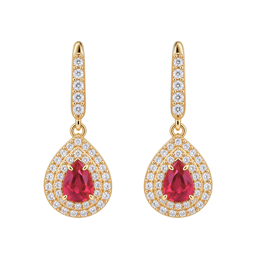 Kora – Ruby & Diamond Drop Earrings