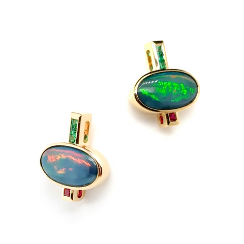 Opal gemstone pendant showing vibrant play of colour