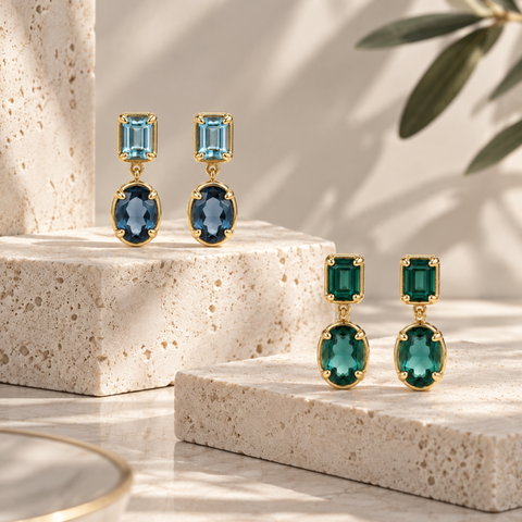 Marlee – Gemstone Drop Earrings in 9ct Yellow Gold