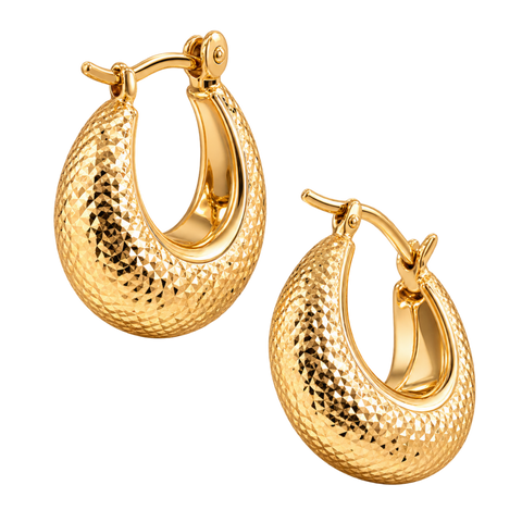 Allie – 9kt Yellow Gold Hammered Hoop Earrings