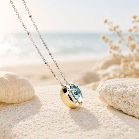 Norse Frigg  - Aquamarine Slider Pendant