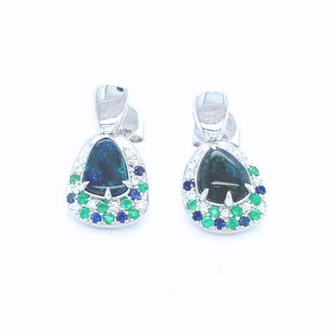 Eleanor – Custom Black Opal Drop Earrings -  Paddington Jeweller - Ojco
