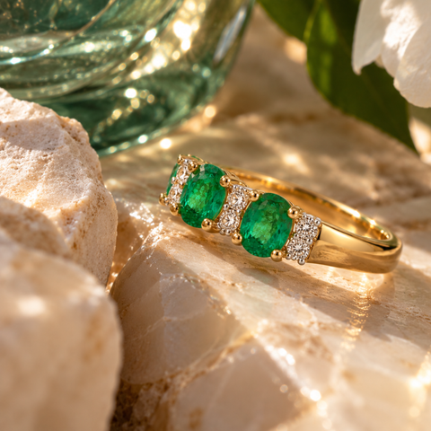 Oaklee- Emerald and Diamond Ring