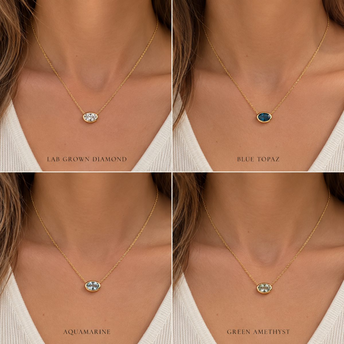 Oval Aroha – 14ct Yellow Gold Gemstone Slider Necklace -  Paddington Jeweller - Ojco