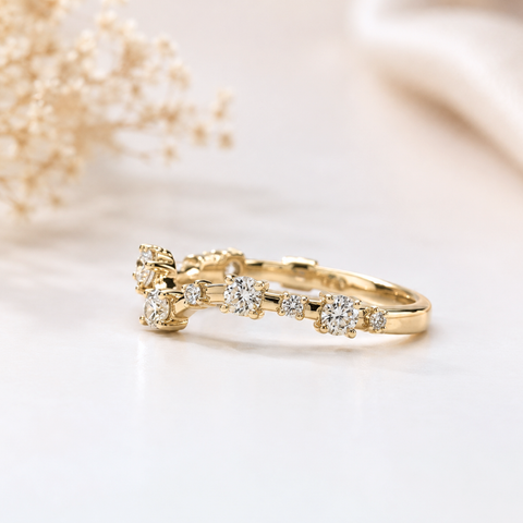 Bruna - Custom Organic Diamond Ring in 9K Yellow Gold