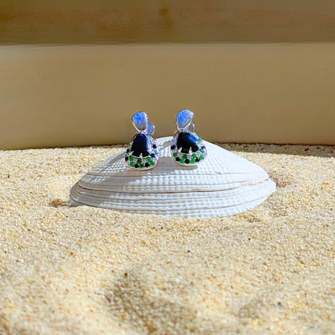 Eleanor – Custom Black Opal Drop Earrings -  Paddington Jeweller - Ojco