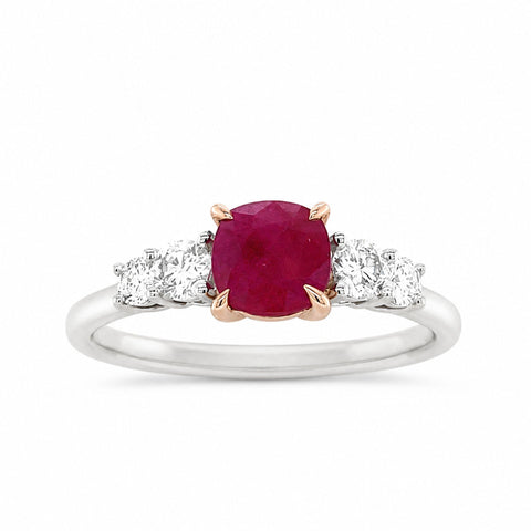 Julie Cushion Cut Ruby & Diamond Ring