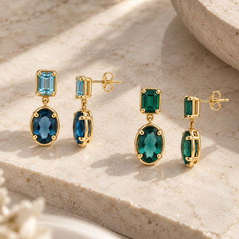 Marlee – Gemstone Drop Earrings in 9ct Yellow Gold