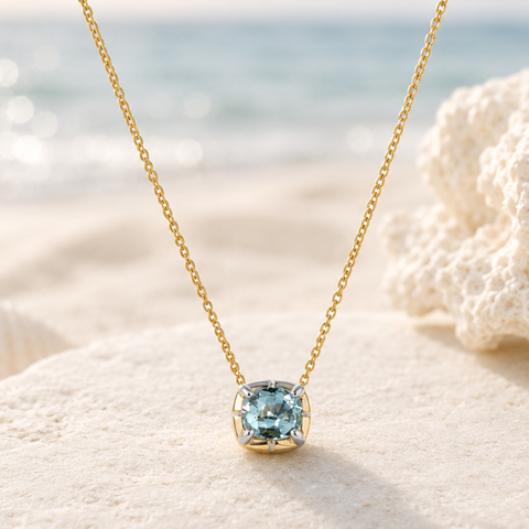Norse Freyja - Aquamarine Slider Pendant