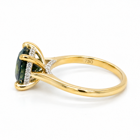 Blue Bell – Madagascar Green Sapphire Engagement Ring