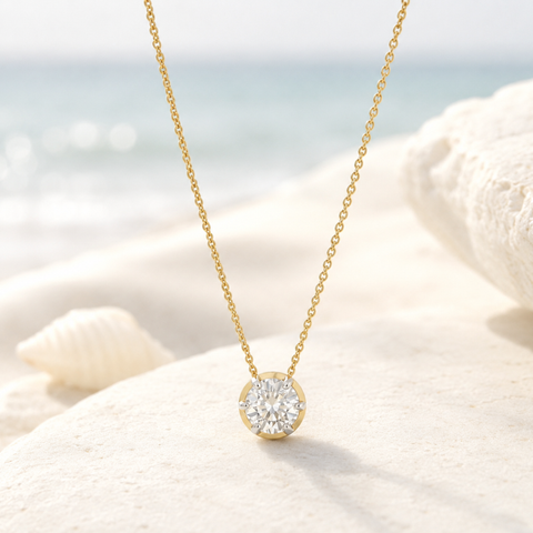 Norse Sif - Round Cut Diamond Slider Pendant