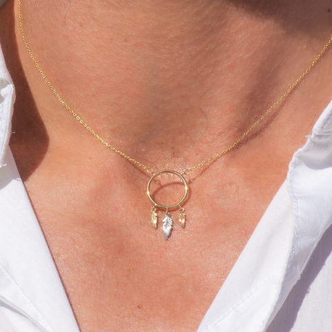 CIRCLE FEATHER NECKLET -  Paddington Jeweller - Ojco