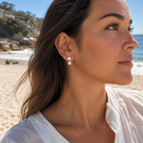Norse Sif  - Round & Cushion Cut Diamond Earrings