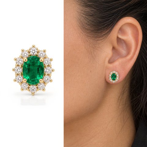 Lyric – Emerald & Diamond Stud Earrings