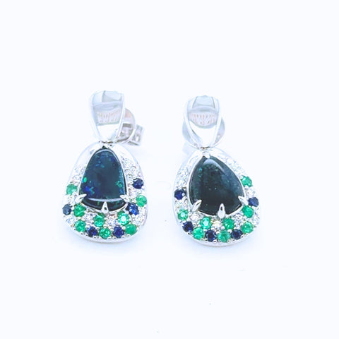 Eleanor – Custom Black Opal Drop Earrings -  Paddington Jeweller - Ojco