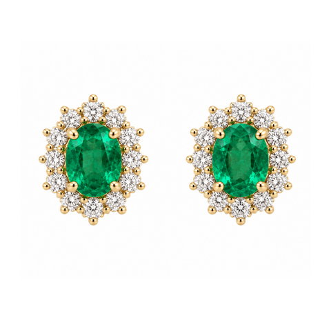 Lyric – Emerald & Diamond Stud Earrings