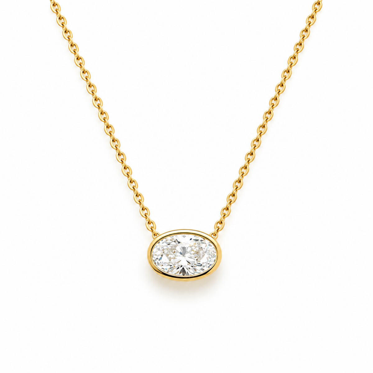 Oval Aroha – 14ct Yellow Gold Gemstone Slider Necklace -  Paddington Jeweller - Ojco