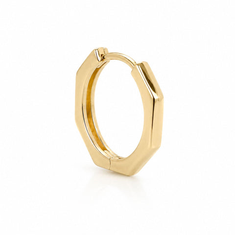 Maryam Hexagon Huggie Earrings in 9K Yellow Gold