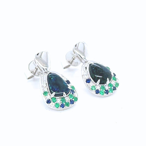 Eleanor – Custom Black Opal Drop Earrings -  Paddington Jeweller - Ojco