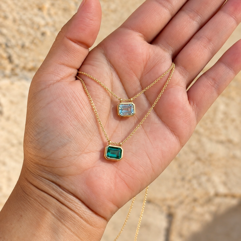 Mira – Gemstone Slider Necklace in 9kt Yellow Gold