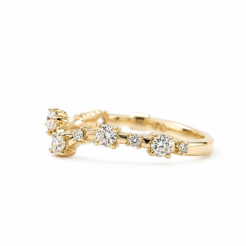 Bruna - Custom Organic Diamond Ring in 9K Yellow Gold