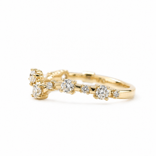 Bruna - Custom Organic Diamond Ring in 9K Yellow Gold