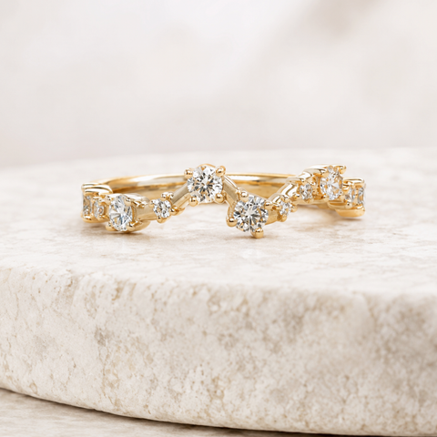 Bruna - Custom Organic Diamond Ring in 9K Yellow Gold