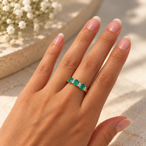 Oaklee- Emerald and Diamond Ring