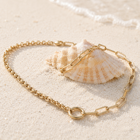 Duo Convertible Gold Necklace & Bracelet in 9K Yellow Gold