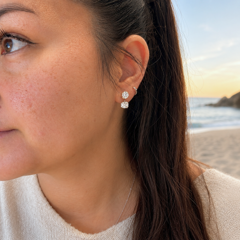 Norse Sif  - Round & Cushion Cut Diamond Earrings