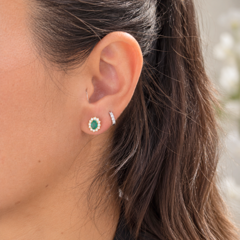 Lyric – Emerald & Diamond Stud Earrings