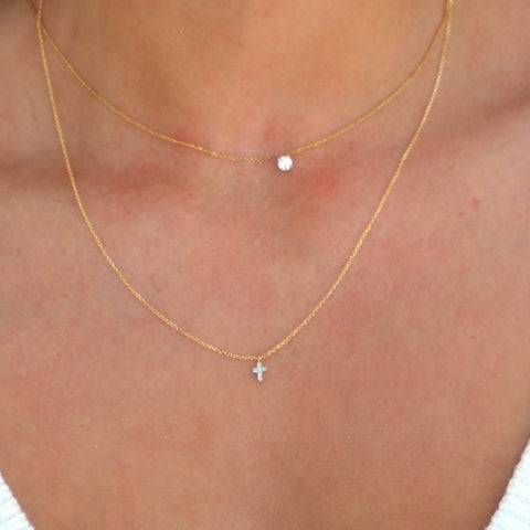 NOM Single Diamond Letter Necklace in 9kt Gold -  Paddington Jeweller - Ojco