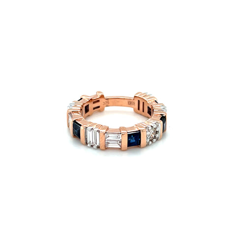 Custom Made  for Ashlea Roach - 9K RG/WG Sapphire & Diamond Twin eternity rings(Most of diamonds & Sapphire provided by Customer) -  Paddington Jeweller - OJ Co