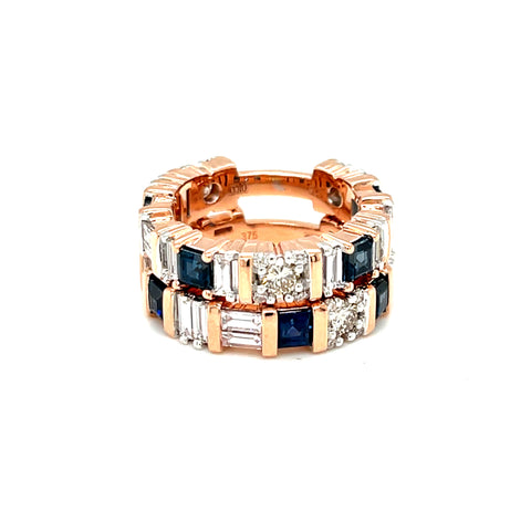 Custom Made  for Ashlea Roach - 9K RG/WG Sapphire & Diamond Twin eternity rings(Most of diamonds & Sapphire provided by Customer) -  Paddington Jeweller - OJ Co