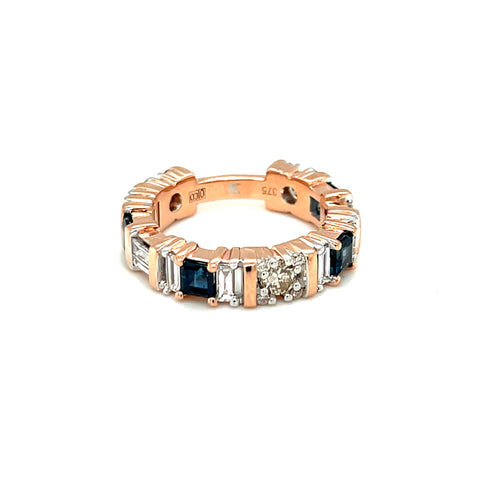 Custom Made  for Ashlea Roach - 9K RG/WG Sapphire & Diamond Twin eternity rings(Most of diamonds & Sapphire provided by Customer) -  Paddington Jeweller - OJ Co